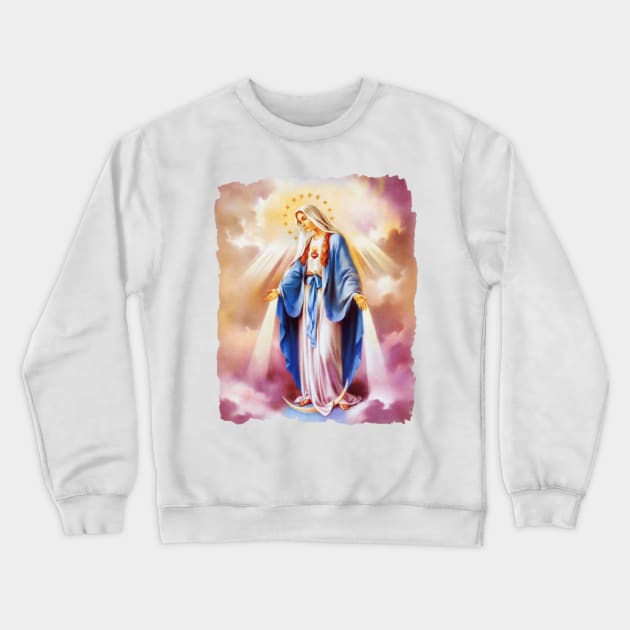 Colorful Virgin Mary Painting Crewneck Sweatshirt by Beltschazar